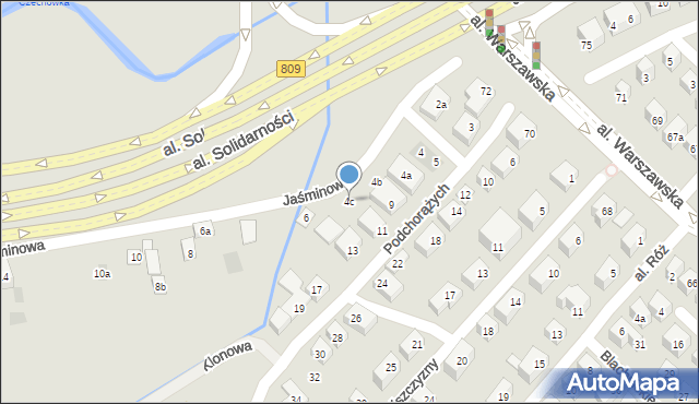Lublin, Jaśminowa, 4c, mapa Lublina