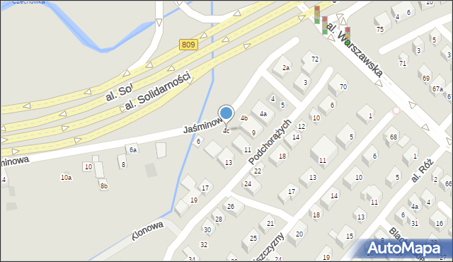 Lublin, Jaśminowa, 4c, mapa Lublina