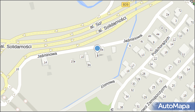 Lublin, Jaśminowa, 8, mapa Lublina