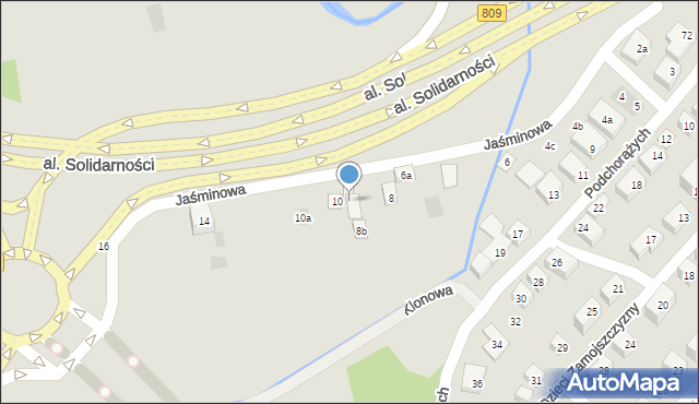 Lublin, Jaśminowa, 8a, mapa Lublina