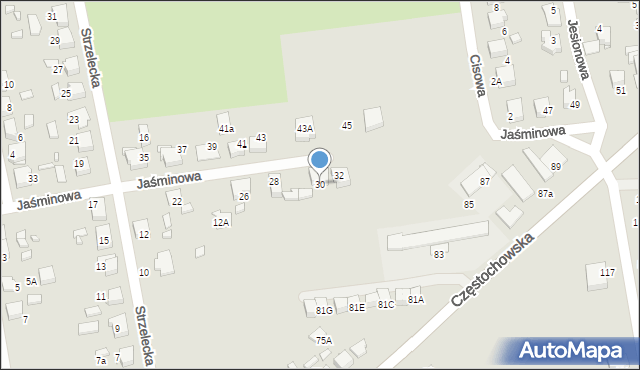 Lubliniec, Jaśminowa, 30, mapa Lubliniec