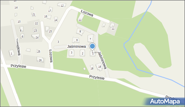 Lusowo, Jaśminowa, 1, mapa Lusowo