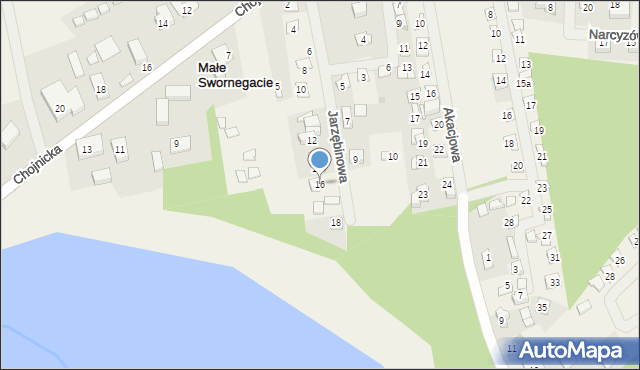 Małe Swornegacie, Jarzębinowa, 16, mapa Małe Swornegacie