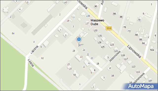 Maszewo Duże, Jaśminowa, 26, mapa Maszewo Duże