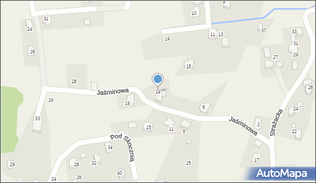 Meszna, Jaśminowa, 14, mapa Meszna