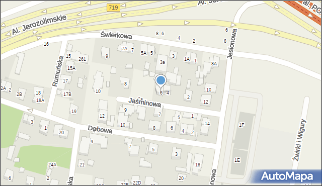 Michałowice, Jaśminowa, 6, mapa Michałowice