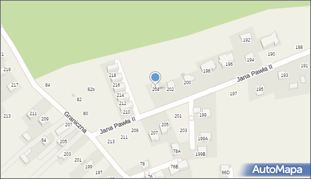 Michałowice, Jana Pawła II, 204, mapa Michałowice