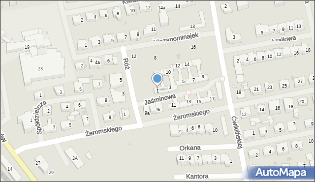 Mielno, Jaśminowa, 1, mapa Mielno