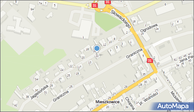 Mieszkowice, Jagiellońska, 11, mapa Mieszkowice