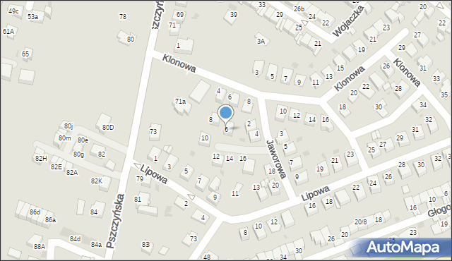 Mikołów, Jaworowa, 6, mapa Mikołów