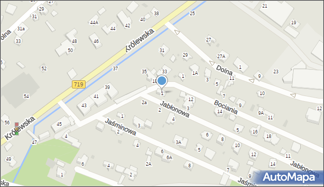 Milanówek, Jabłonowa, 1, mapa Milanówek