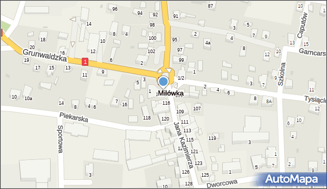 Milówka, Jana Kazimierza, 114a, mapa Milówka