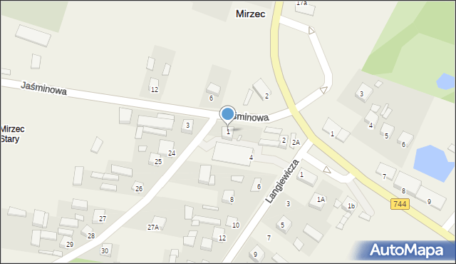 Mirzec, Jaśminowa, 1, mapa Mirzec