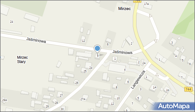 Mirzec, Jaśminowa, 3, mapa Mirzec