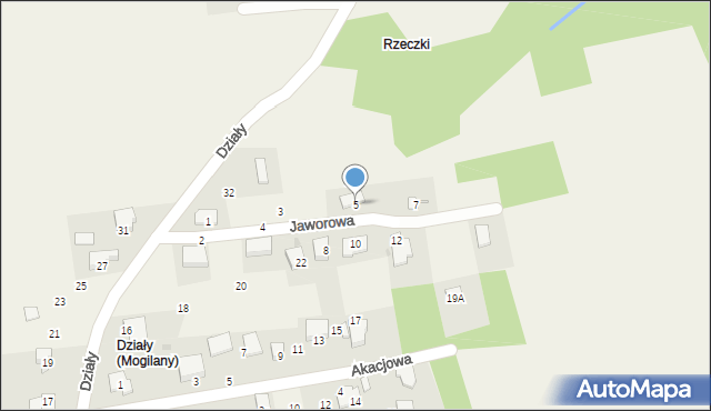 Mogilany, Jaworowa, 5, mapa Mogilany