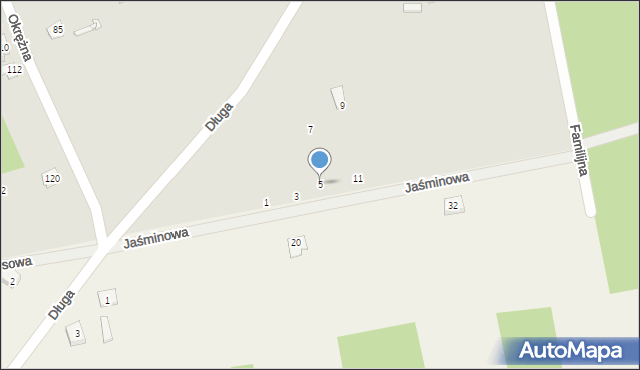 Mrozy, Jaśminowa, 5, mapa Mrozy