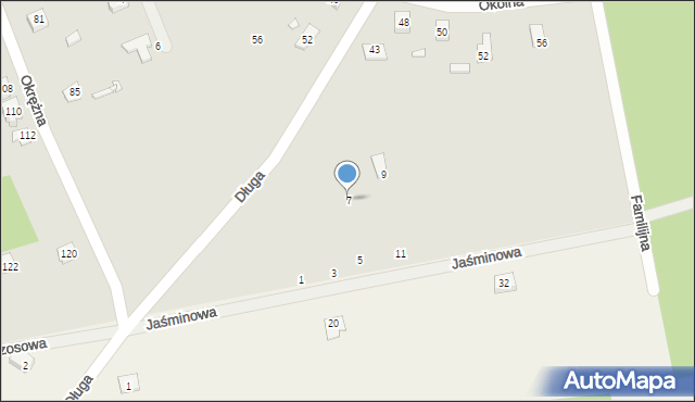 Mrozy, Jaśminowa, 7, mapa Mrozy