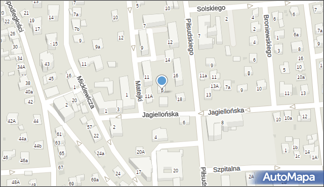 Myślenice, Jagiellońska, 5A, mapa Myślenice