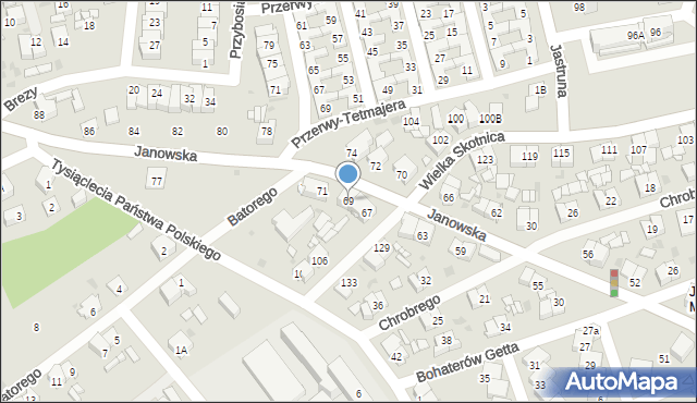 Mysłowice, Janowska, 69, mapa Mysłowice