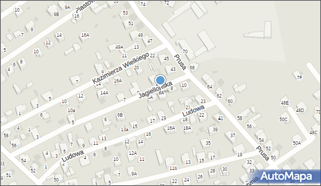 Myszków, Jagiellońska, 8A, mapa Myszków
