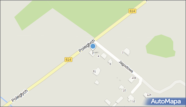 Myszyniec, Jagodowa, 2, mapa Myszyniec