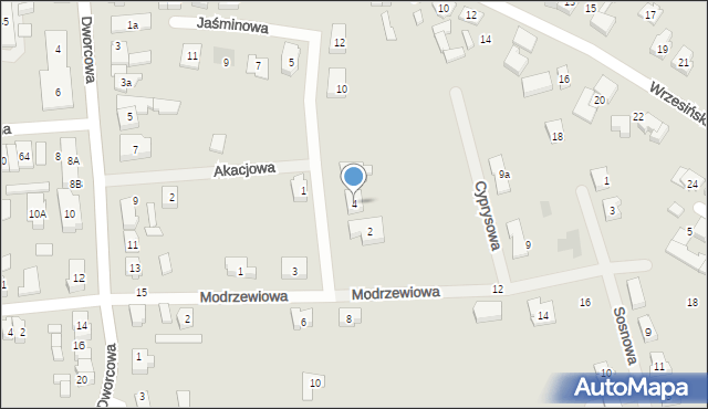 Nekla, Jaśminowa, 4, mapa Nekla