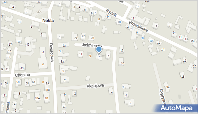 Nekla, Jaśminowa, 7, mapa Nekla