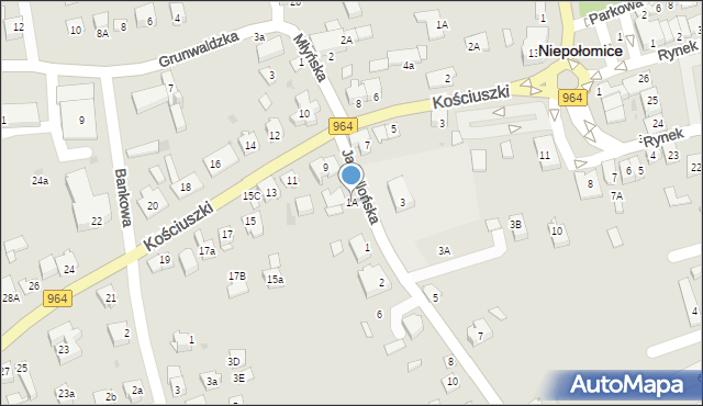 Niepołomice, Jagiellońska, 1A, mapa Niepołomice