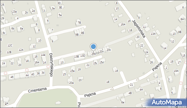 Niepołomice, Jagiellońska, 20s, mapa Niepołomice