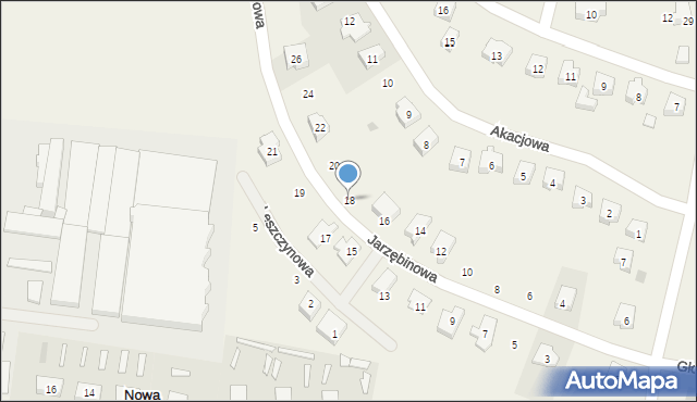 Nowa Wieś Rzeczna, Jarzębinowa, 18, mapa Nowa Wieś Rzeczna