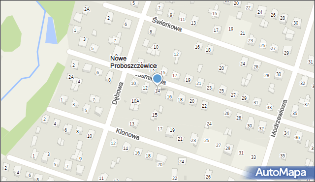 Nowe Proboszczewice, Jaśminowa, 14, mapa Nowe Proboszczewice