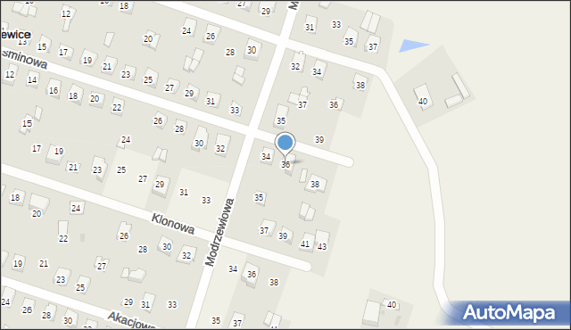 Nowe Proboszczewice, Jaśminowa, 36, mapa Nowe Proboszczewice