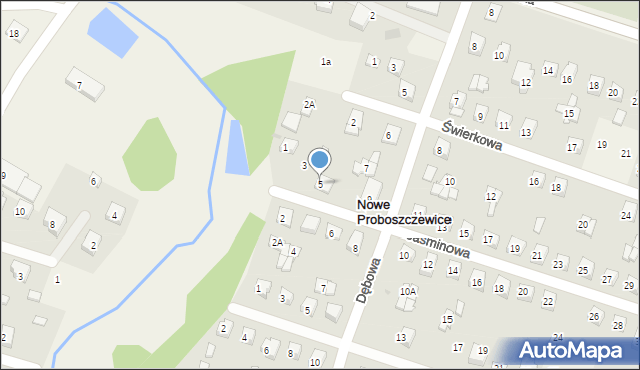 Nowe Proboszczewice, Jaśminowa, 5, mapa Nowe Proboszczewice