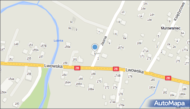 Nowy Sącz, Jasna, 3, mapa Nowego Sącza