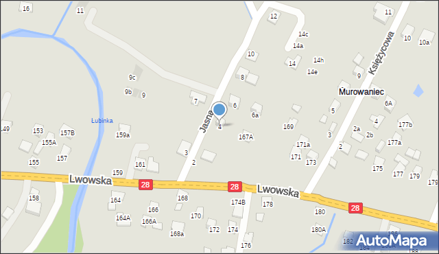 Nowy Sącz, Jasna, 4, mapa Nowego Sącza