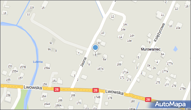 Nowy Sącz, Jasna, 6, mapa Nowego Sącza