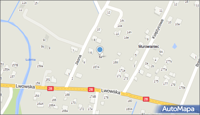 Nowy Sącz, Jasna, 6a, mapa Nowego Sącza