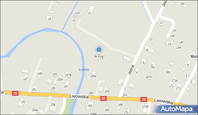 Nowy Sącz, Jasna, 9a, mapa Nowego Sącza