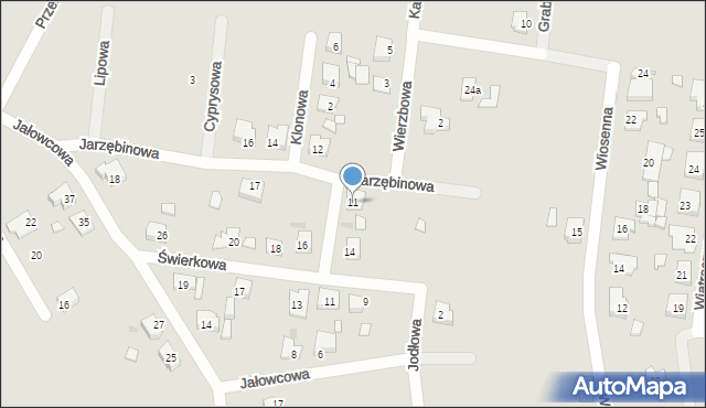 Odolanów, Jarzębinowa, 11, mapa Odolanów