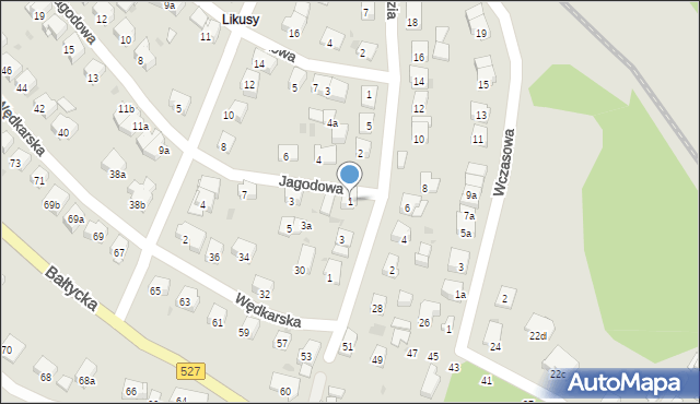 Olsztyn, Jagodowa, 1, mapa Olsztyna