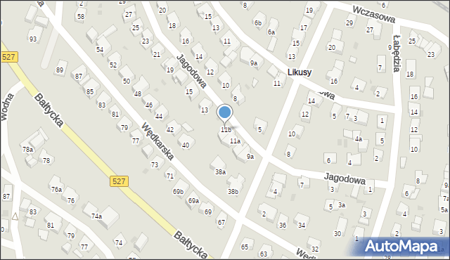 Olsztyn, Jagodowa, 11b, mapa Olsztyna