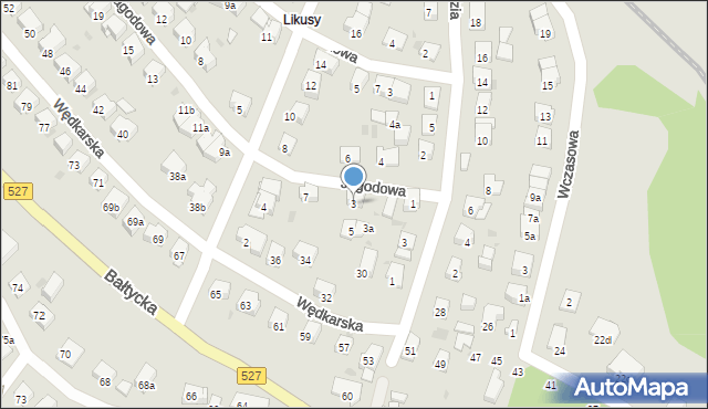 Olsztyn, Jagodowa, 3, mapa Olsztyna