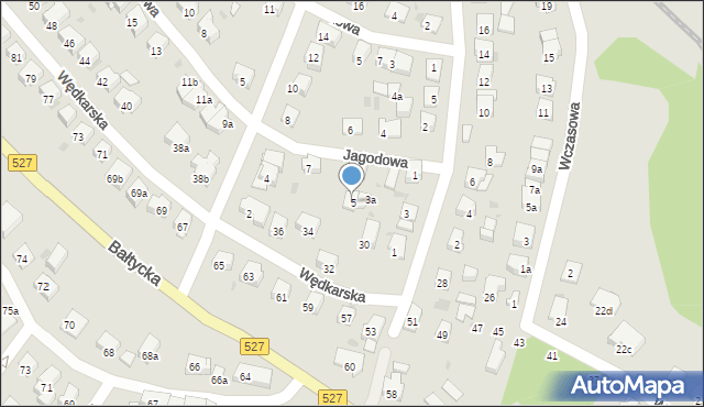 Olsztyn, Jagodowa, 5, mapa Olsztyna