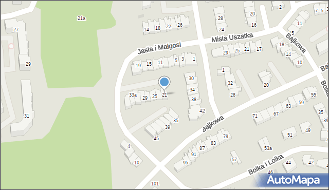 Olsztyn, Jasia i Małgosi, 21, mapa Olsztyna