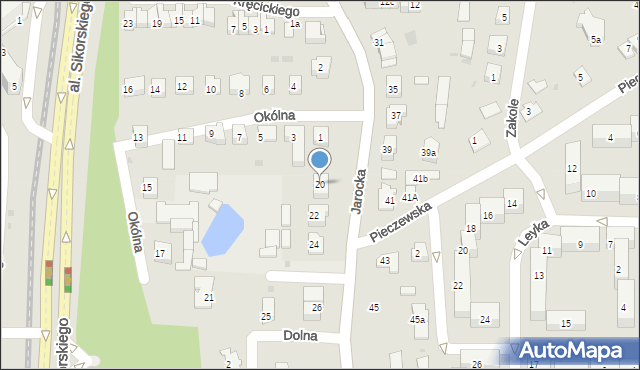 Olsztyn, Jarocka, 20, mapa Olsztyna