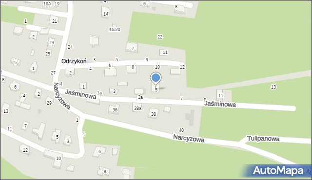 Olsztyn, Jaśminowa, 5, mapa Olsztyna