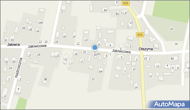 Olszyna, Jałowcowa, 13, mapa Olszyna