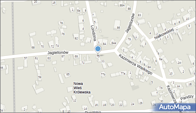 Opole, Jagiellonów, 75, mapa Opola