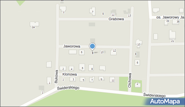 Osieczna, Jaworowa, 8, mapa Osieczna