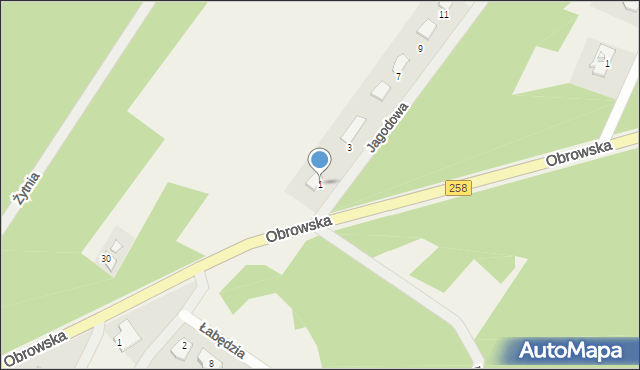 Osiek nad Wisłą, Jagodowa, 1, mapa Osiek nad Wisłą